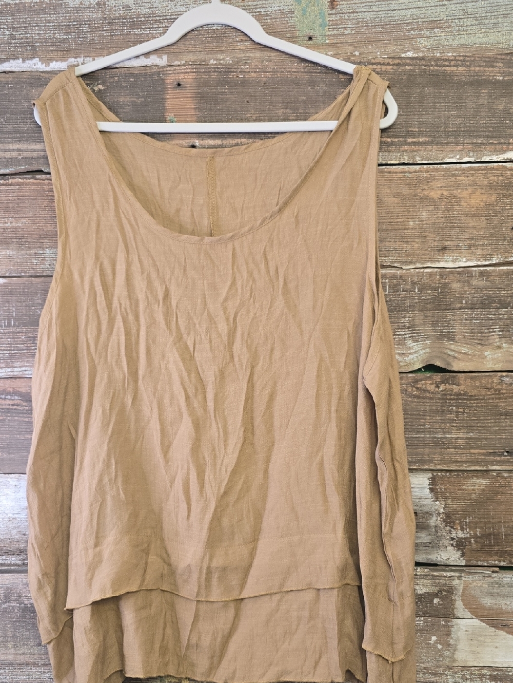 Women's Sleeveless Layered Tank Top - Tan, Size 5X, NEW